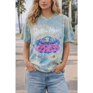 Rick and Morty UFO Graphic Tie Dye T Shirt Unisex M Adult Swim Cartoon Network